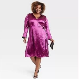 Ava & Viv Vibrant Magenta Wrap Dress